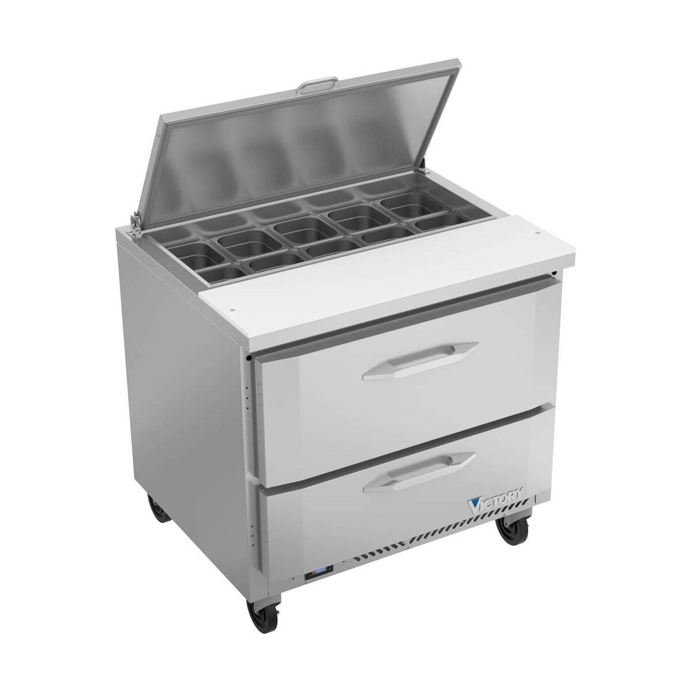 Victory VSPD36HC-10-2 36″ 2 Drawers Refrigerated Sandwich / Salad Prep Table