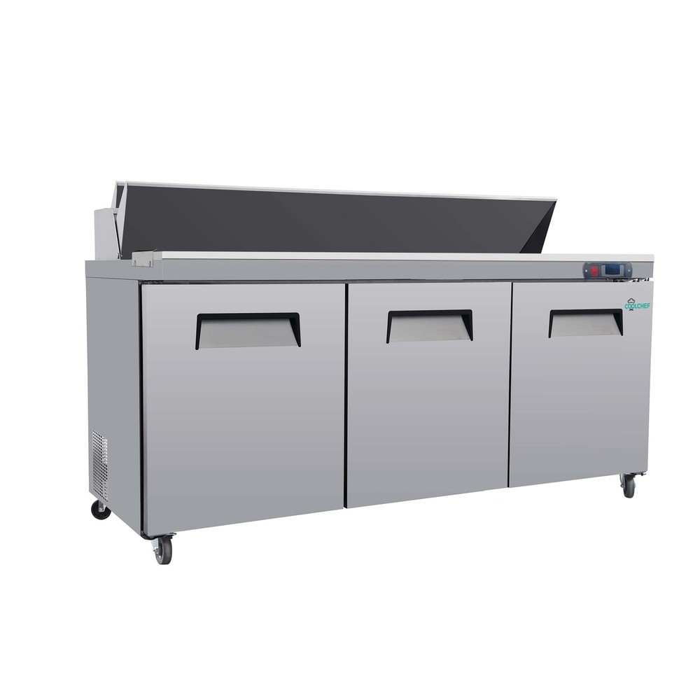 72” Commercial Refrigerated Sandwich & Salad Prep Table Three Door 22 cu.ft.