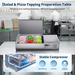 130W Countertop Refrigerated Condiment Prep Station 35-46F Digital Auto Defrost