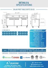 Commercial Stainless Steel 72″ Mega Top 3 Door Sandwich Prep Table Refrigerator