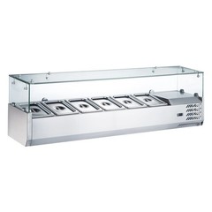 60″ Refrigerated Countertop Salad Bar, Glass Topping Rail, 6 Pans