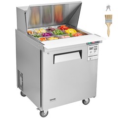 VEVOR 28″ Mega Top Sandwich Salad Prep Table Refrigerator Cooler 1 Door 12 Pans