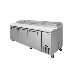 Commercial 93” Refrigerated Pizza Prep Table 3 Door Stainless Steel 31 cu.ft.