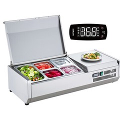 VEVOR 40″ Countertop Refrigerated Salad Pizza Prep Station Stainless Cover ETL