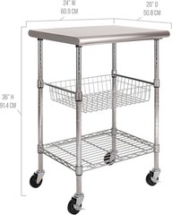 Restaurant-Grade Prep Table Cart with Sliding Basket