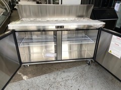 NEW OPEN BOX 2 Door 60″ Refrigerated Prep Table Stainless Cooler NSF Atosa #2226