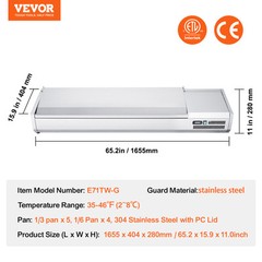VEVOR Countertop Refrigerated Salad Pizza Prep Station 160 W Stainless Guard ETL
