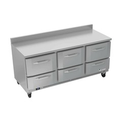 Victory VWRD72HC-6 72″ Three-Section Worktop Refrigerator w/ 6 Drawers, 17.88…