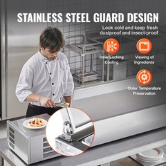 VEVOR Countertop Refrigerated Salad Pizza Prep Station 160 W Stainless Guard ETL
