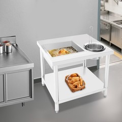 Commercial Breading Table Fried Chicken Station Prepare Workdesk Stainless Steel