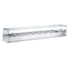 71″ Refrigerated Countertop Salad Bar, Glass Topping Rail, 8 Pans