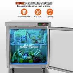 VEVOR 28″W Refrigerated Prep Table 7.42 Cu. Ft. Food Prep Fridge with 1 Door