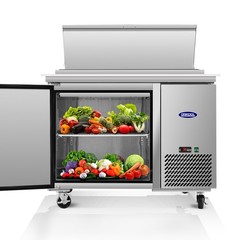 44″ Stainless Steel Commercial Pizza Prep Refrigerator – 11 CuFt Capacity