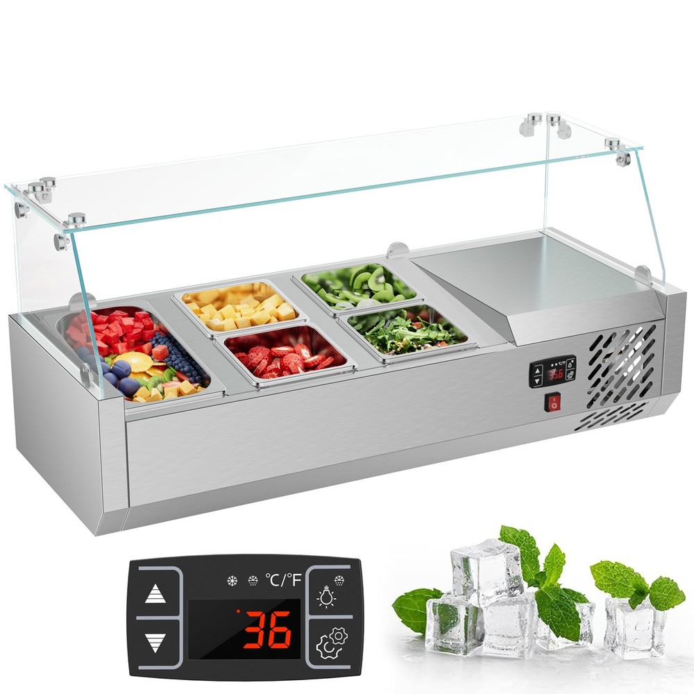 Commercial 40” Countertop Refrigerated Condiment Salad Sandwich Prep Station