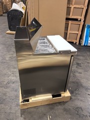 ICECASA 27″ Sandwich Prep Table Fridge, 1 Door Cooler with 8 Pans – Dents