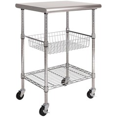 Restaurant-Grade Prep Table Cart with Sliding Basket