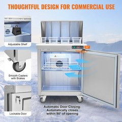VEVOR Commercial Refrigerator 28″ Sandwich Salad Prep Table 1 Door with 12 Pans