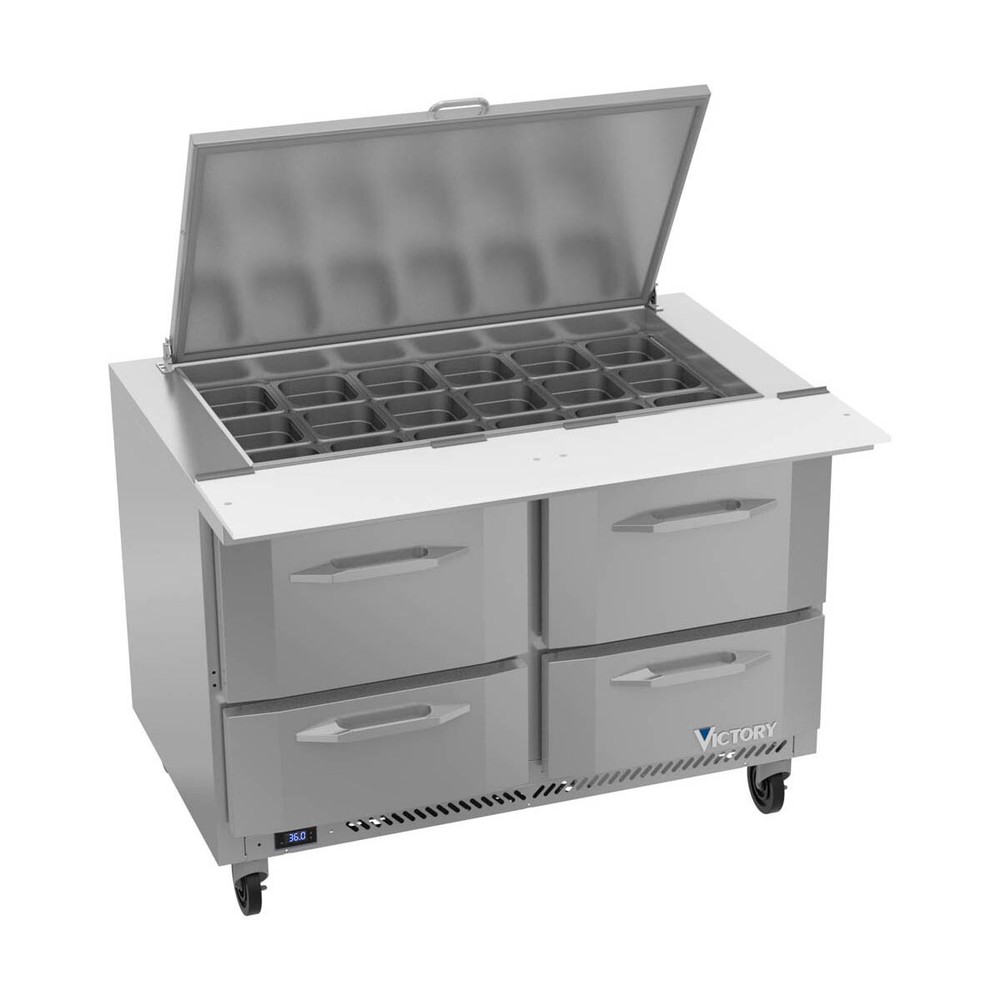 Victory VSPD48HC-18B-4 48″ Mega Top Refrigerated Sandwich/Salad Prep Table w/…