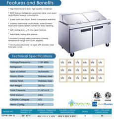 NEW 2 Door 48″ Refrigerated Mega Top Salad Prep Table Dukers DSP48-18M-S2 #2202