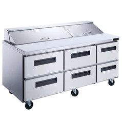 NEW 6 Drawer 72″ Refrigerated Mega Top Prep Table NSF Dukers DSP72-30M-D6 #4042