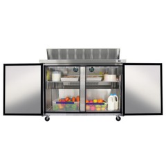 Commercial Refrigerator 48 IN Sandwich Salad Prep Table Station 2 Door w/Wheels