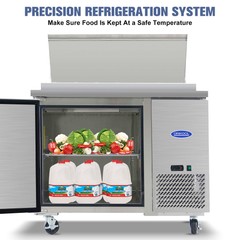 44″ Commercial Pizza Prep Table with a Built-in Refrigerator ETL Certified 11ft³