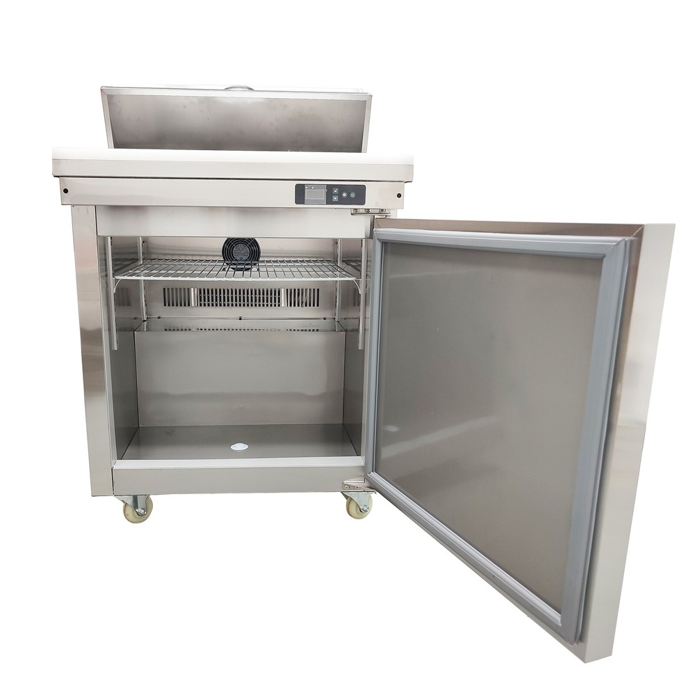 110V 162L Commercial Stainless Sandwich/Salad/Hamburger Prep Table Refrigerator