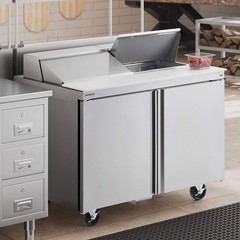 Delfield 48″ 2 Door Refrigerated Sandwich Prep Table with 5″ Casters