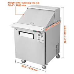 VEVOR 28″ Mega Top Sandwich Salad Prep Table Refrigerator Cooler 1 Door 12 Pans