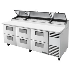 True TPP-AT-93D-6-HC 93″ Six Solid Drawers Refrigerated Pizza Prep Table, Alt…