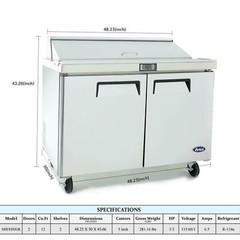 Atosa MSF8302GR 48″ 2 Door Sandwich Prep INCLUDES 5 Years Parts & Labor WARRANTY