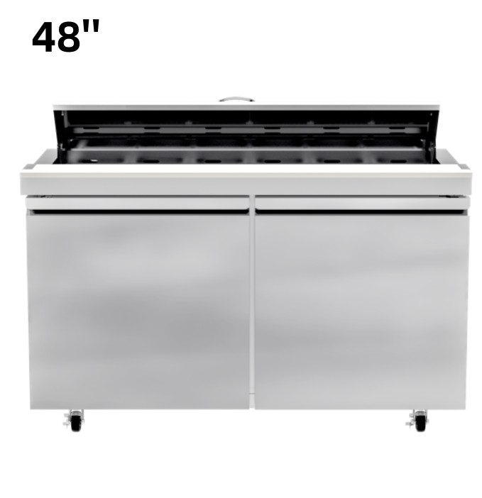 48″W Sandwich Salad Prep Table Refrigerator Cooler Table 2 Doors Restaurant Bars