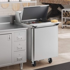 Delfield 27″ 1 Door Mega Top Refrigerated Sandwich Prep Table with 5″ Casters