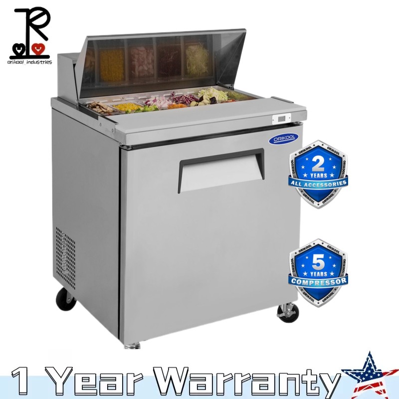 29″ Commercial Sandwich Salad Prep Table w/ Refrigerator & Cutting Board 8 Cu.Ft