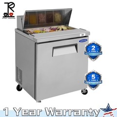 29″ Commercial Sandwich Salad Prep Table w/ Refrigerator & Cutting Board 8 Cu.Ft