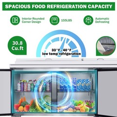 44 in/67 in/93 in Commercial Pizza Prep Table with A Built-in Refrigerator ETL