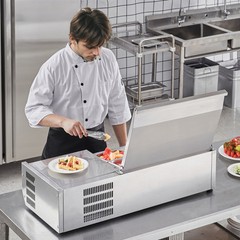 VEVOR Countertop Refrigerated Salad Pizza Prep Station 130 W Stainless Guard ETL