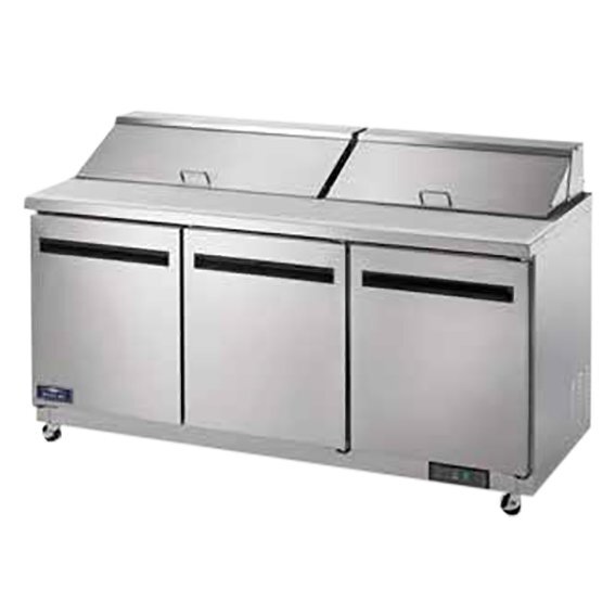 Arctic Air AST72R 71″ Sandwich & Salad Prep Table Standard Top w/ 3 Solid Doo…