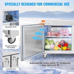 VEVOR 60″ Commercial Refrigerator Sandwich & Salad Prep Table 16.4 Cu. Ft Fridge