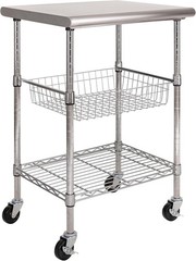 Restaurant-Grade Prep Table Cart with Sliding Basket