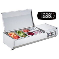 VEVOR 48″ Countertop Condiment Refrigerated Salad Prep Station w/Stainless Guard