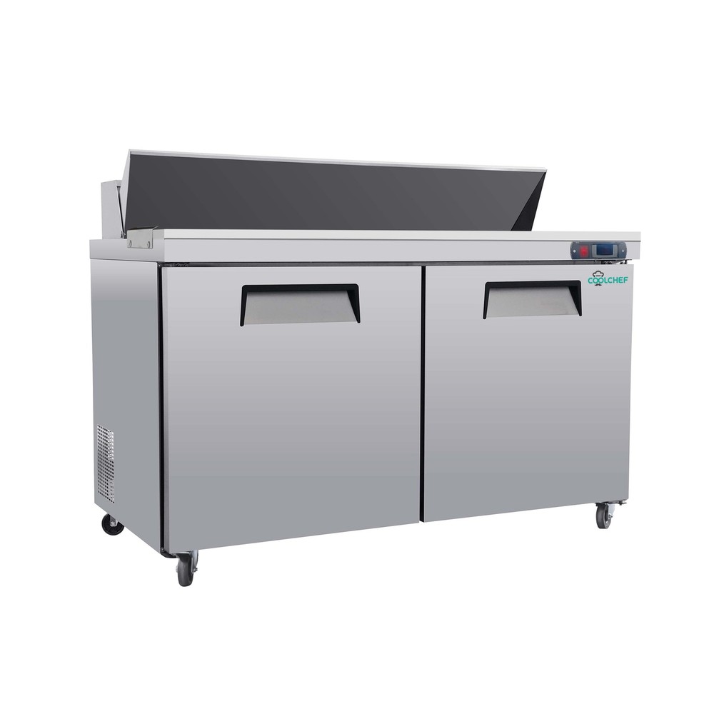 60” Commercial Refrigerated Sandwich & Salad Prep Table Double Door 18 cu.ft.