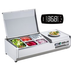 VEVOR Countertop Refrigerated Salad Pizza Prep Station 130 W Stainless Guard ETL