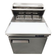 110V 6 Pans Air-cooled Commercial Refrigerator 163LStainless Sandwich Work Table