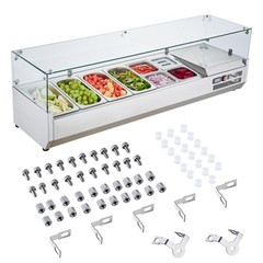 VEVOR Countertop Refrigerated Salad Pizza Prep Station 150 W Glass Guard ETL