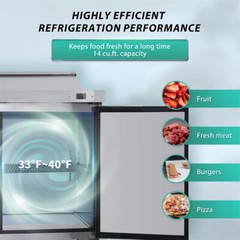 48″ Commercial Sandwich Prep Table Refrigerator 14 Cu. Ft Adjustable Shelves