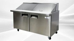 NEW 60″ Commercial Double Lid Refrigerator Prep Table Mega Top NSF ETL