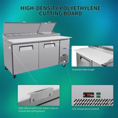 67″ Double Door Stainless Steel Commercial Refrigerated Salad Pizza Prep Table