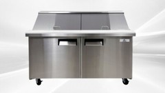 NEW 60″ Commercial Double Lid Refrigerator Prep Table Mega Top NSF ETL
