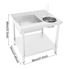 Commercial Breading Table Fried Chicken Station Prepare Workdesk Stainless Steel